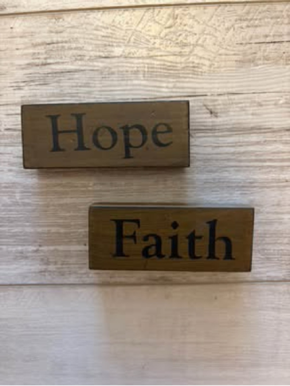 Faith and Hope Wooden Decor Signs - Brown